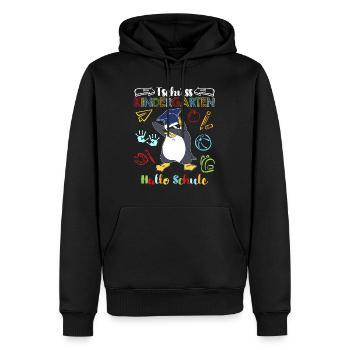 Tschüss Kindergarten Hallo Schule 1. Klasse - Männer Premium Bio Hoodie - Schwarz - Vorne - Nico (187cm)