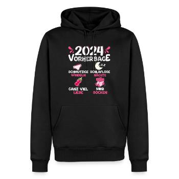 Vorhersage werdende Mama 2024 Baby bald Papa - Männer Premium Bio Hoodie - Schwarz - Vorne - Nico (187cm)