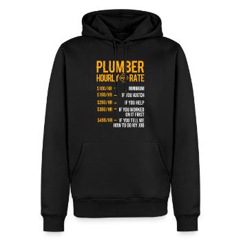 Funny Plumber Men Plumber Hourly Rate Plumber - Men’s Premium Organic Hoodie - black - Front - Nico (187cm)