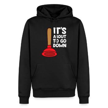 Drôle d’amant plombier Il est sur le point de descendre Plombier - Sweat à capuche Premium bio Homme - noir - Devant - Nico (187cm)