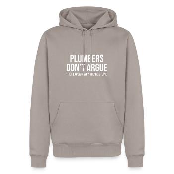 Klempner streiten nicht dumm lustig Klempner Klempner - Männer Premium Bio Hoodie - Taupe - Vorne - Nico (187cm)