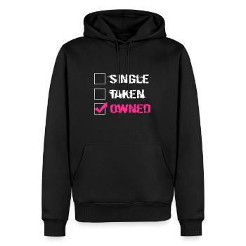 Single Taken Owned | Fétichisme sexuel soumis coquin - Sweat à capuche Premium bio Homme - noir - Devant - Nico (187cm)