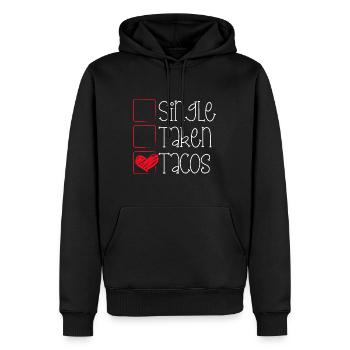 Single Taken Tacos Drôle Valentine Day Taco Lover - Sweat à capuche Premium bio Homme - noir - Devant - Nico (187cm)