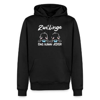 Zwillinge Eins kann Jeder! Zwillingsmama 2024 - Männer Premium Bio Hoodie - Schwarz - Vorne - Nico (187cm)