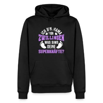 Ich bin Mama von Zwillingen Mama hoch 2 - Männer Premium Bio Hoodie - Schwarz - Vorne - Nico (187cm)