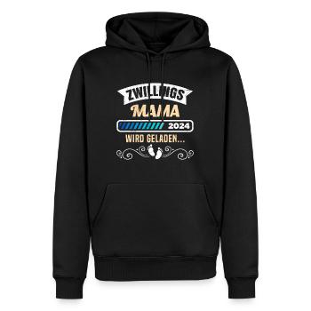 Zwillingsmama wird geladen 2024 Zwillinge - Männer Premium Bio Hoodie - Schwarz - Vorne - Nico (187cm)