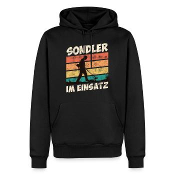 Sondler im Einsatz Kronkorkenjäger Metallsucher - Männer Premium Bio Hoodie - Schwarz - Vorne - Nico (187cm)