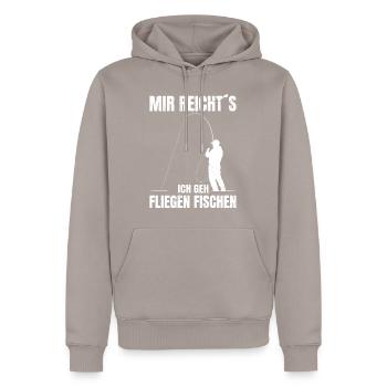 Mir reicht´s Ich geh Fliegenfischen Fisch jagen - Männer Premium Bio Hoodie - Taupe - Vorne - Nico (187cm)
