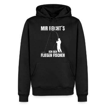 Mir reicht´s Ich geh Fliegenfischen Fisch jagen - Männer Premium Bio Hoodie - Schwarz - Vorne - Nico (187cm)