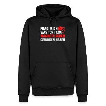 Magnetangler Frag was ich beim Magnetfischen fand - Männer Premium Bio Hoodie - Schwarz - Vorne - Nico (187cm)