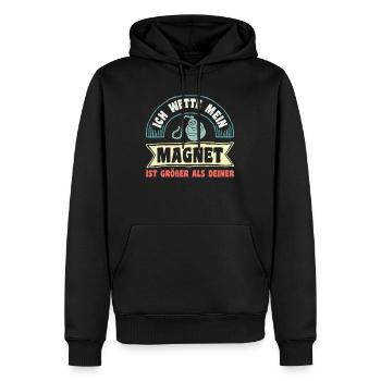Magnetfischen Ich wette mein Magnet ist größer - Männer Premium Bio Hoodie - Schwarz - Vorne - Nico (187cm)