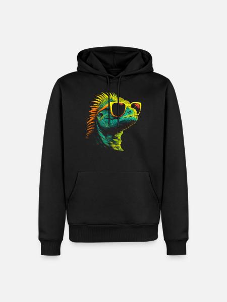 Iguana Lizard Sunglasses - Men’s Premium Organic Hoodie - black