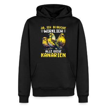Ja ich brauche wirklich all diese Kanarien - Männer Premium Bio Hoodie - Schwarz - Vorne - Nico (187cm)