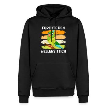 Vogelliebhaber Fürchte den Wellensittich - Männer Premium Bio Hoodie - Schwarz - Vorne - Nico (187cm)