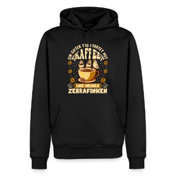 Ein guter Tag startet mit Kaffee Fan Zebrafink - Männer Premium Bio Hoodie - Schwarz - Vorne - Nico (187cm)