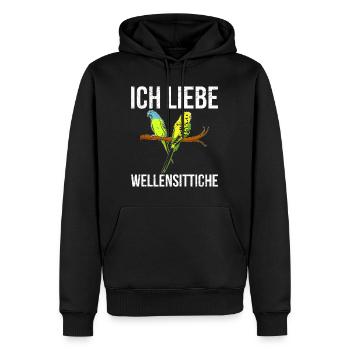Ich liebe Wellensittiche Vogelliebhaber Sittich - Männer Premium Bio Hoodie - Schwarz - Vorne - Nico (187cm)
