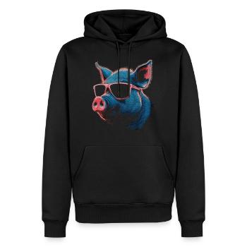 Kühle Schweinerbrille - Männer Premium Bio Hoodie - Schwarz - Vorne - Nico (187cm)