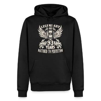 Chemise d’anniversaire vintage 93 ans anniversaire rétro - Sweat à capuche Premium bio Homme - noir - Devant - Nico (187cm)