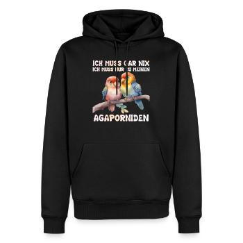 Liebesvogel Ich muss gar nix nur zu meinen - Männer Premium Bio Hoodie - Schwarz - Vorne - Nico (187cm)