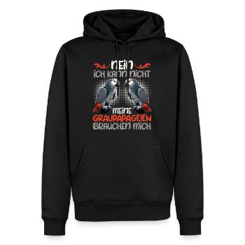 Ich kann nicht, mein Graupapagei braucht mich - Männer Premium Bio Hoodie - Schwarz - Vorne - Nico (187cm)