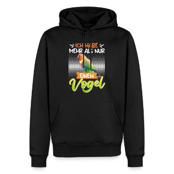 Lovebird Ich habe mehr als nur einen Vogel - Männer Premium Bio Hoodie - Schwarz - Vorne - Nico (187cm)