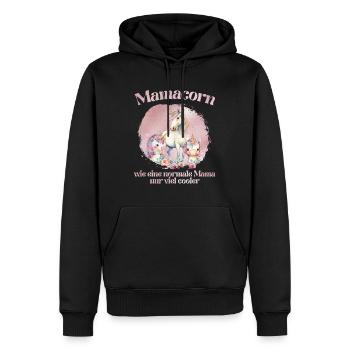 Mamacorn Einhorn Muttertag Mama Cooles Einhorn - Männer Premium Bio Hoodie - Schwarz - Vorne - Nico (187cm)