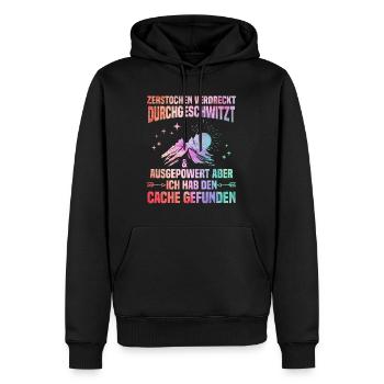 Geocacher Ich hab den Cache gefunden Geocache - Männer Premium Bio Hoodie - Schwarz - Vorne - Nico (187cm)