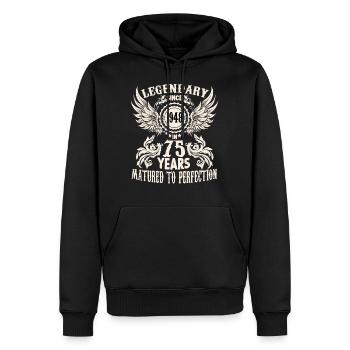 Drôle de chemise d’anniversaire pour un dicton de 75 ans - Sweat à capuche Premium bio Homme - noir - Devant - Nico (187cm)