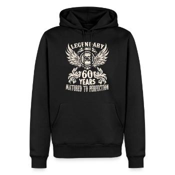 Légende 60 ans chemise d’anniversaire dictons hommes - Sweat à capuche Premium bio Homme - noir - Devant - Nico (187cm)