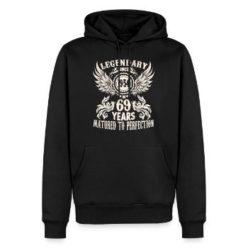 Chemise d’anniversaire vintage 69 ans anniversaire rétro - Sweat à capuche Premium bio Homme - noir - Devant - Nico (187cm)
