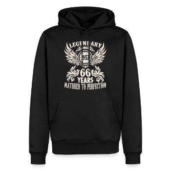 66 years legend birthday outfit sayings - Männer Premium Bio Hoodie - Schwarz - Vorne - Nico (187cm)