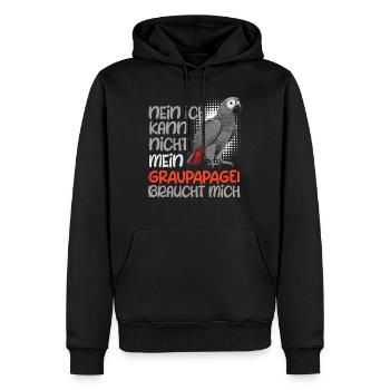 Ich kann nicht, mein Graupapagei braucht mich - Männer Premium Bio Hoodie - Schwarz - Vorne - Nico (187cm)