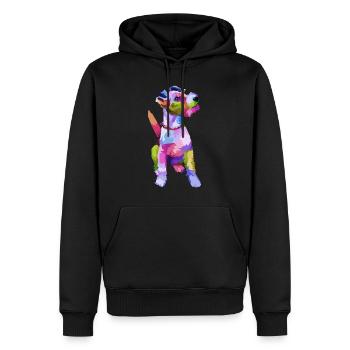 Fox Terrier portrait pop art coloré pour chien possédé - Sweat à capuche Premium bio Homme - noir - Devant - Nico (187cm)
