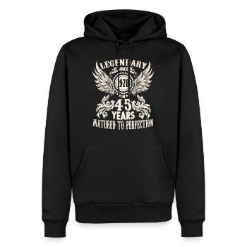 Chemise d’anniversaire vintage 45 ans anniversaire rétro - Sweat à capuche Premium bio Homme - noir - Devant - Nico (187cm)