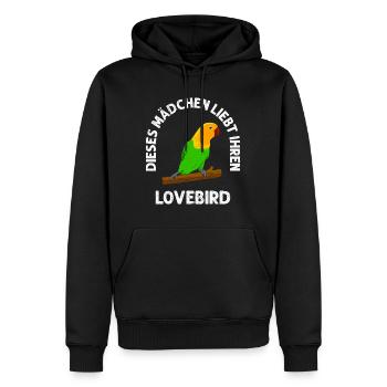 Dieses Mädchen liebt ihren Lovebird Girls - Männer Premium Bio Hoodie - Schwarz - Vorne - Nico (187cm)