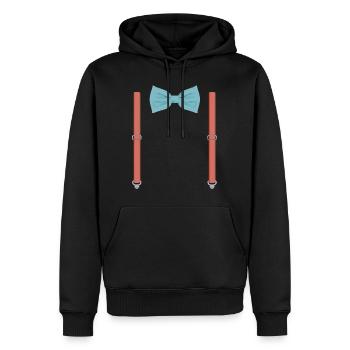 Drôle de noeud papillon bleu avec des bretelles orange parfait - Sweat à capuche Premium bio Homme - noir - Devant - Nico (187cm)