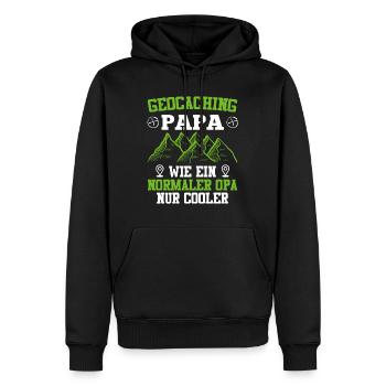 Geocaching Papa GPS Schnitzeljagd Väter Geocacher - Männer Premium Bio Hoodie - Schwarz - Vorne - Nico (187cm)