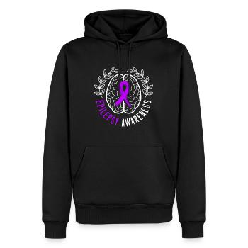 Epilepsy Awareness Epileptic Seizure I Wear Purple - Men’s Premium Organic Hoodie - black - Front - Nico (187cm)