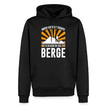 Andere gehen zur Therapie Ich geh in die Berge - Männer Premium Bio Hoodie - Schwarz - Vorne - Nico (187cm)