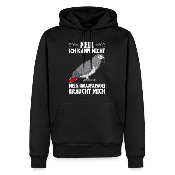 Vogelbesitz Mein Graupapagei braucht mich - Männer Premium Bio Hoodie - Schwarz - Vorne - Nico (187cm)