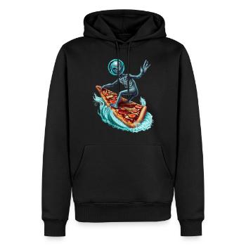 Pizza Surfer Alien - Men’s Premium Organic Hoodie - black - Front - Nico (187cm)