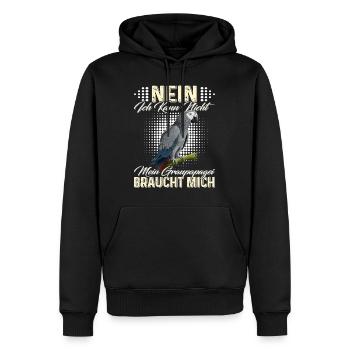 African Gray Kann nicht Graupapagei braucht mich - Männer Premium Bio Hoodie - Schwarz - Vorne - Nico (187cm)