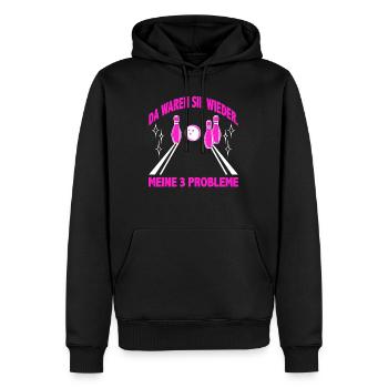 Bowling Da waren sie wieder Meine 3 Probleme - Männer Premium Bio Hoodie - Schwarz - Vorne - Nico (187cm)