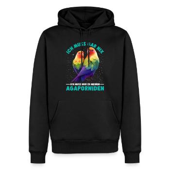 Liebesvögel Muss gar nix Nur zu meinen Agaporniden - Männer Premium Bio Hoodie - Schwarz - Vorne - Nico (187cm)