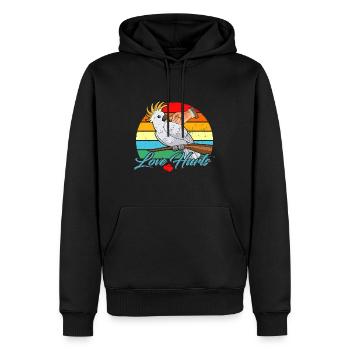 Liebe tut Weh Kakadu Vogel Papagei Halter - Männer Premium Bio Hoodie - Schwarz - Vorne - Nico (187cm)