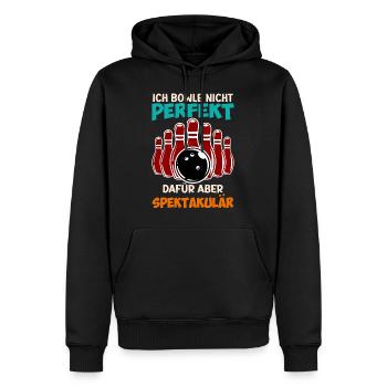 Bowling Ich Bowle nicht Perfekt aber Spektakulär - Männer Premium Bio Hoodie - Schwarz - Vorne - Nico (187cm)