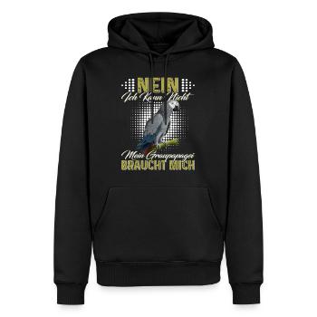 African Gray Kann nicht Graupapagei braucht mich - Männer Premium Bio Hoodie - Schwarz - Vorne - Nico (187cm)