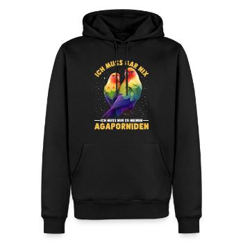 Liebesvögel Muss gar nix Nur zu meinen Agaporniden - Männer Premium Bio Hoodie - Schwarz - Vorne - Nico (187cm)