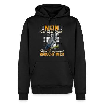 African Gray Kann nicht Graupapagei braucht mich - Männer Premium Bio Hoodie - Schwarz - Vorne - Nico (187cm)