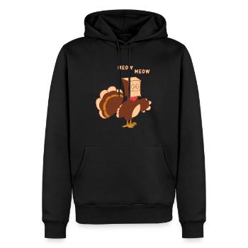 Thanksgiving Cat Funny Fake Cat Meow Thanksgiving - Sweat à capuche Premium bio Homme - noir - Devant - Nico (187cm)